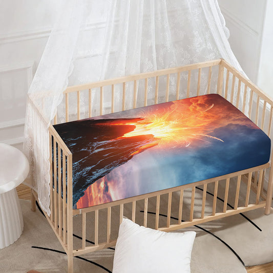 Erupting Volcano Print Baby Crib Sheet