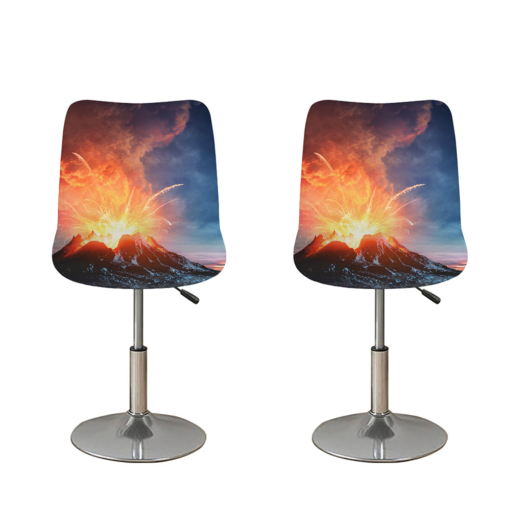 Erupting Volcano Print Bar Stool Covers