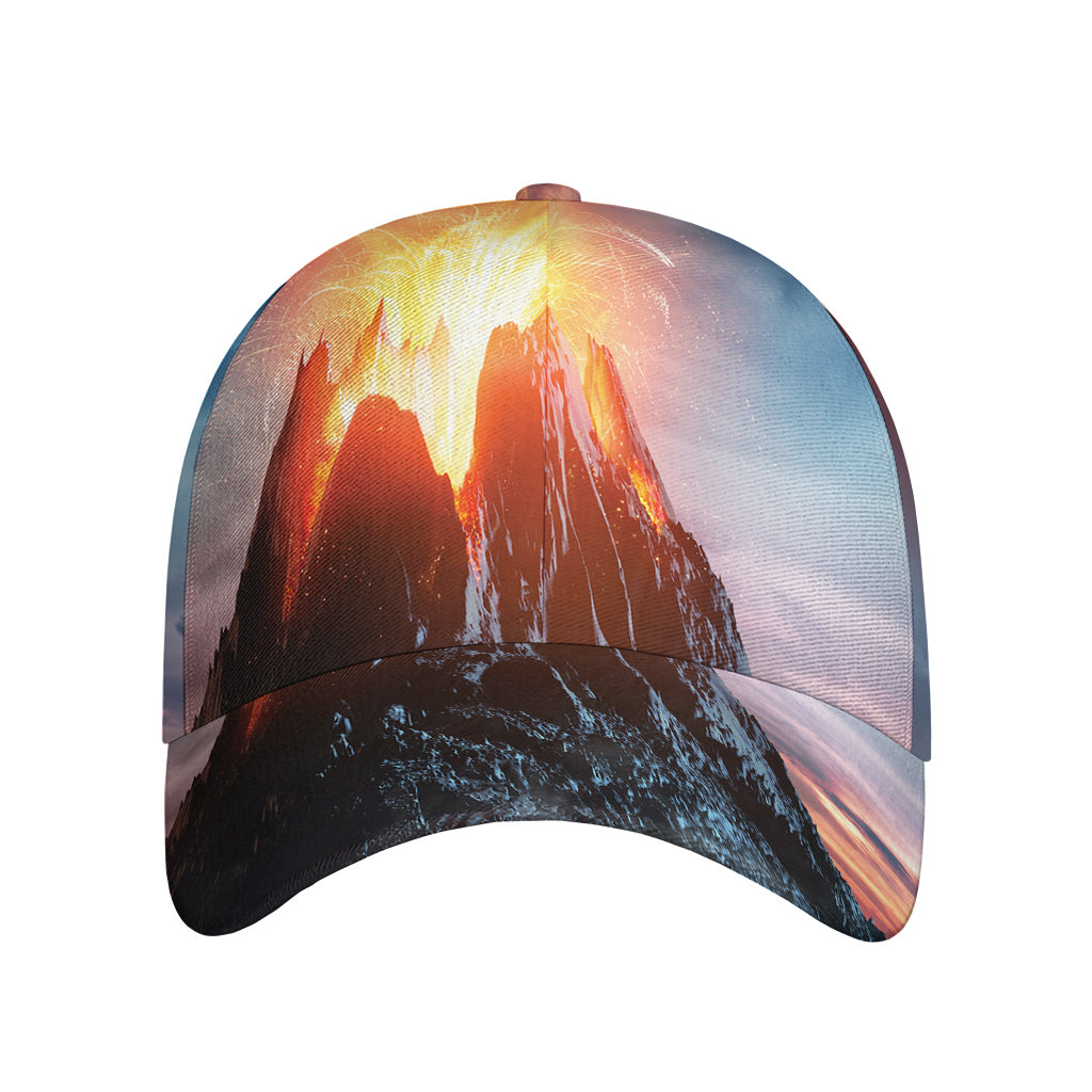 Erupting Volcano Print Baseball Cap