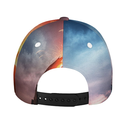 Erupting Volcano Print Baseball Cap