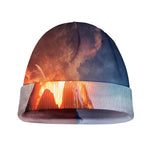 Erupting Volcano Print Beanie