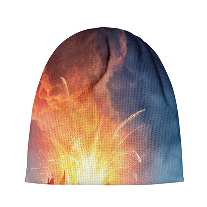 Erupting Volcano Print Beanie