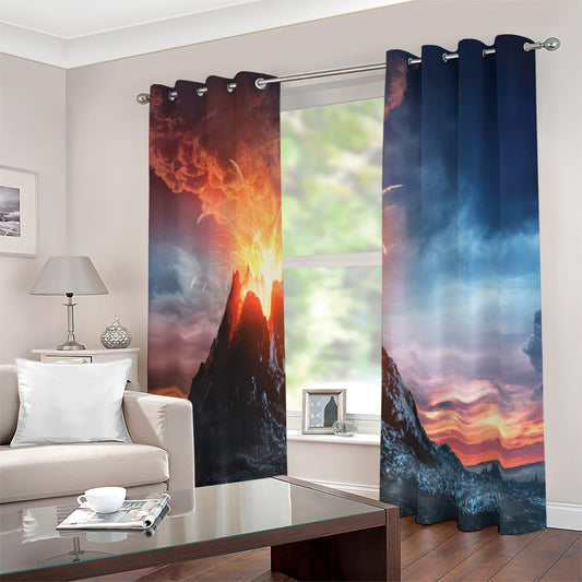 Erupting Volcano Print Blackout Grommet Curtains