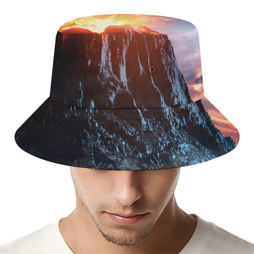 Erupting Volcano Print Bucket Hat