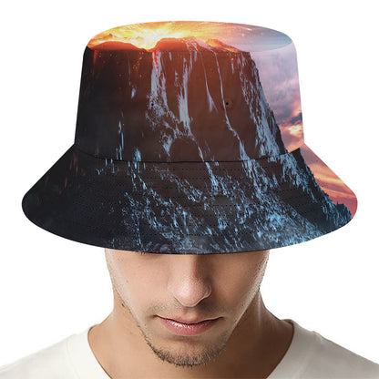 Erupting Volcano Print Bucket Hat