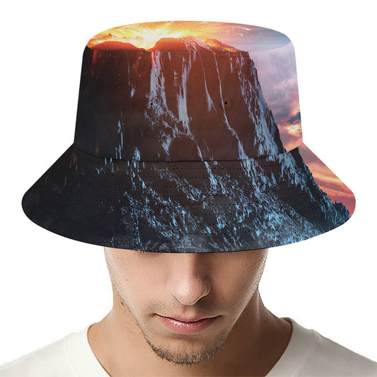 Erupting Volcano Print Bucket Hat