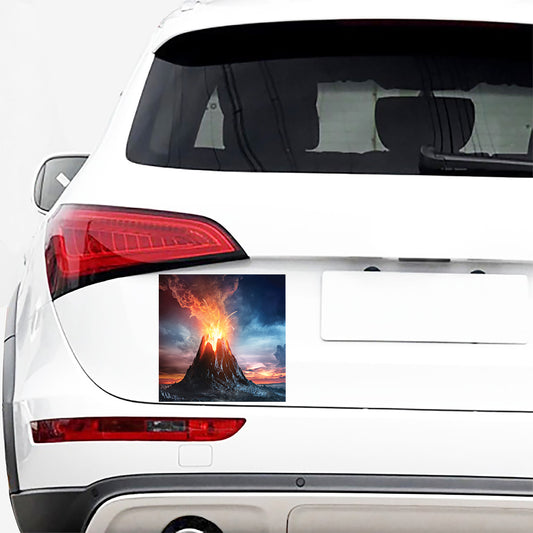 Erupting Volcano Print Car Sticker