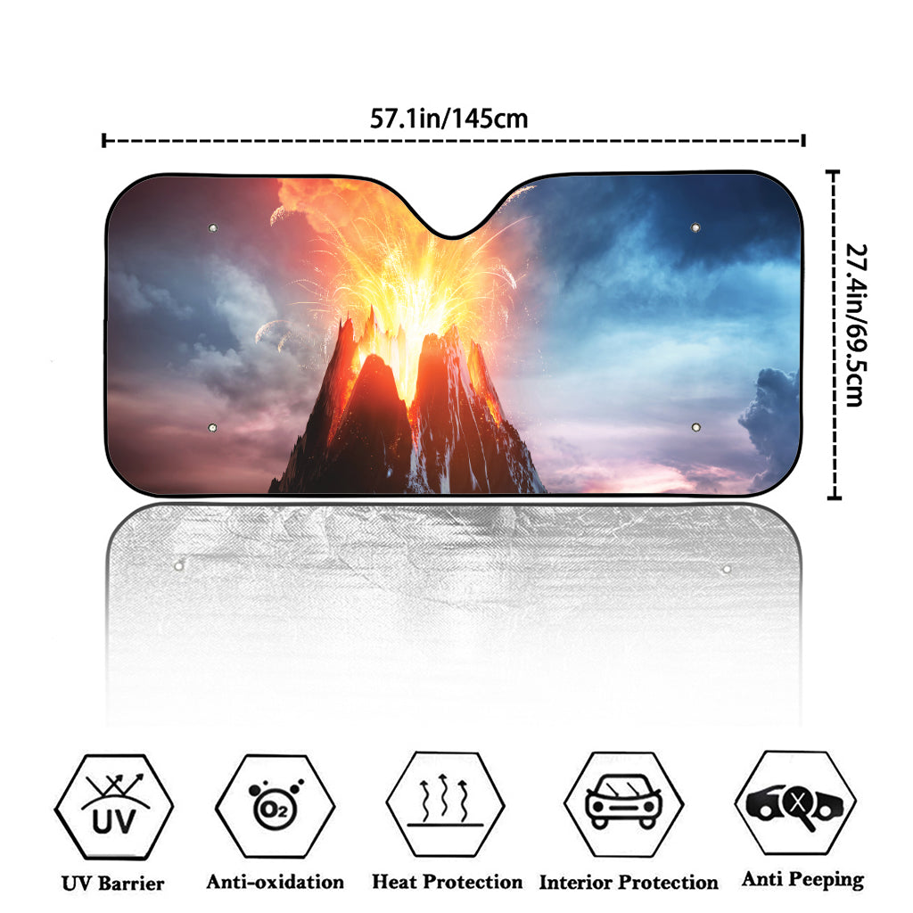 Erupting Volcano Print Car Windshield Sun Shade