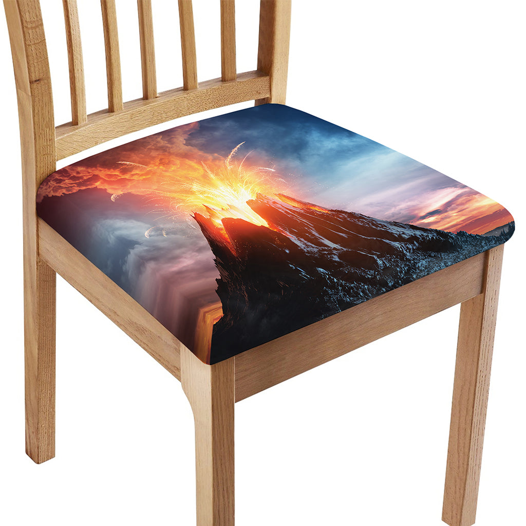Erupting Volcano Print Chair Cushion Cover