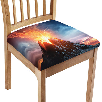 Erupting Volcano Print Chair Cushion Cover