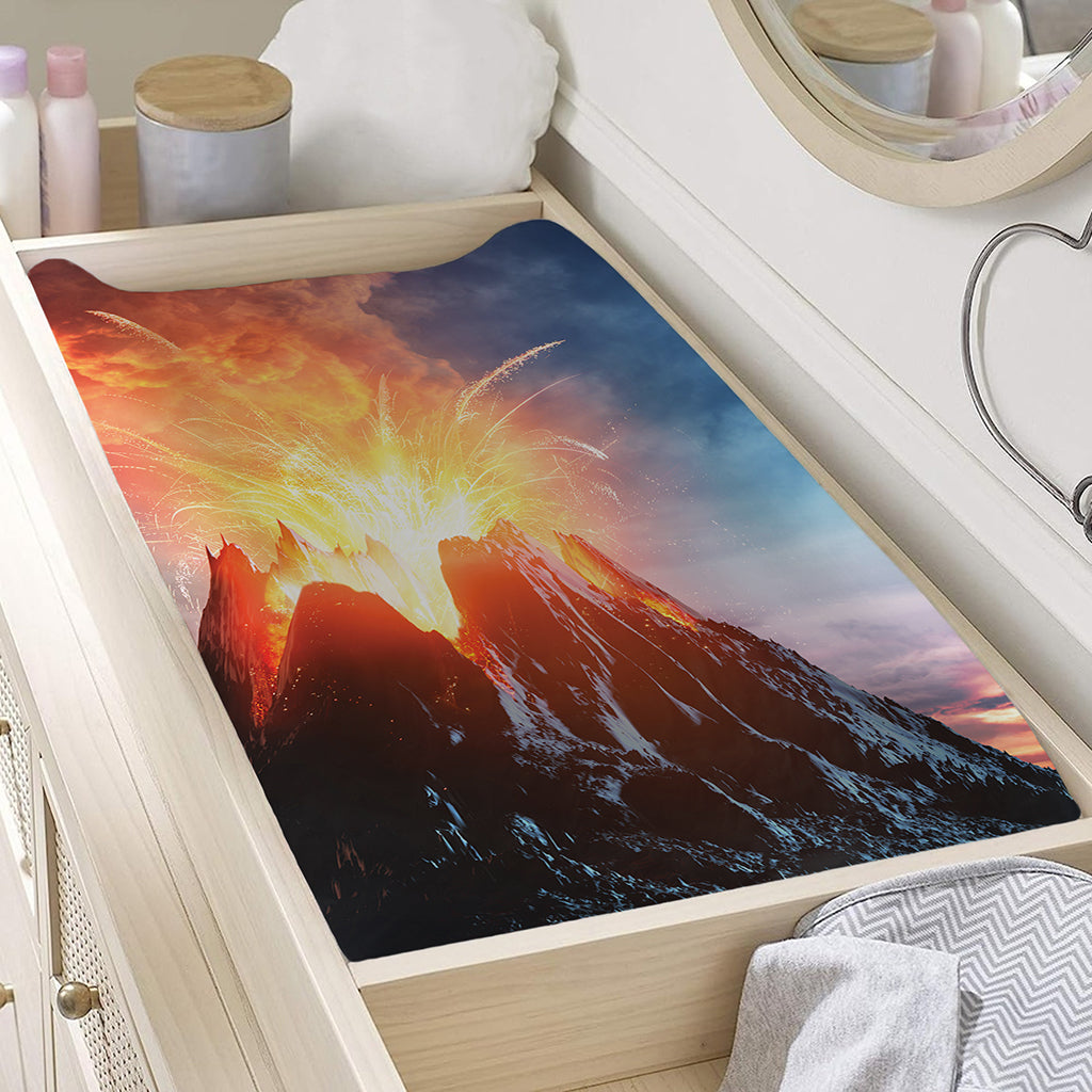 Erupting Volcano Print Changing Pad Cover