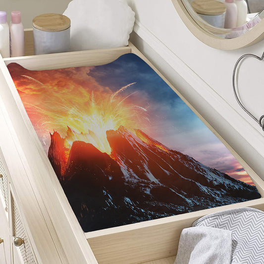 Erupting Volcano Print Changing Pad Cover