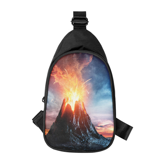 Erupting Volcano Print Chest Bag
