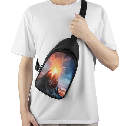 Erupting Volcano Print Chest Bag