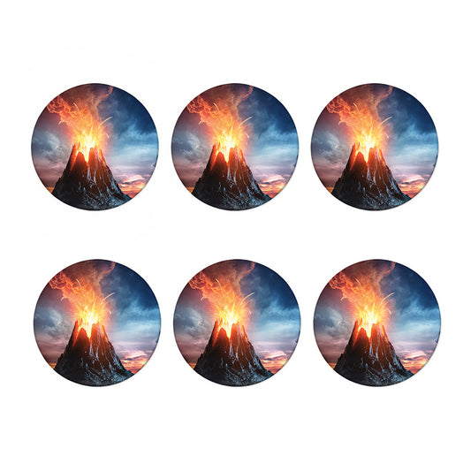 Erupting Volcano Print Coaster Set