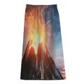 Erupting Volcano Print Cotton Front Slit Maxi Skirt