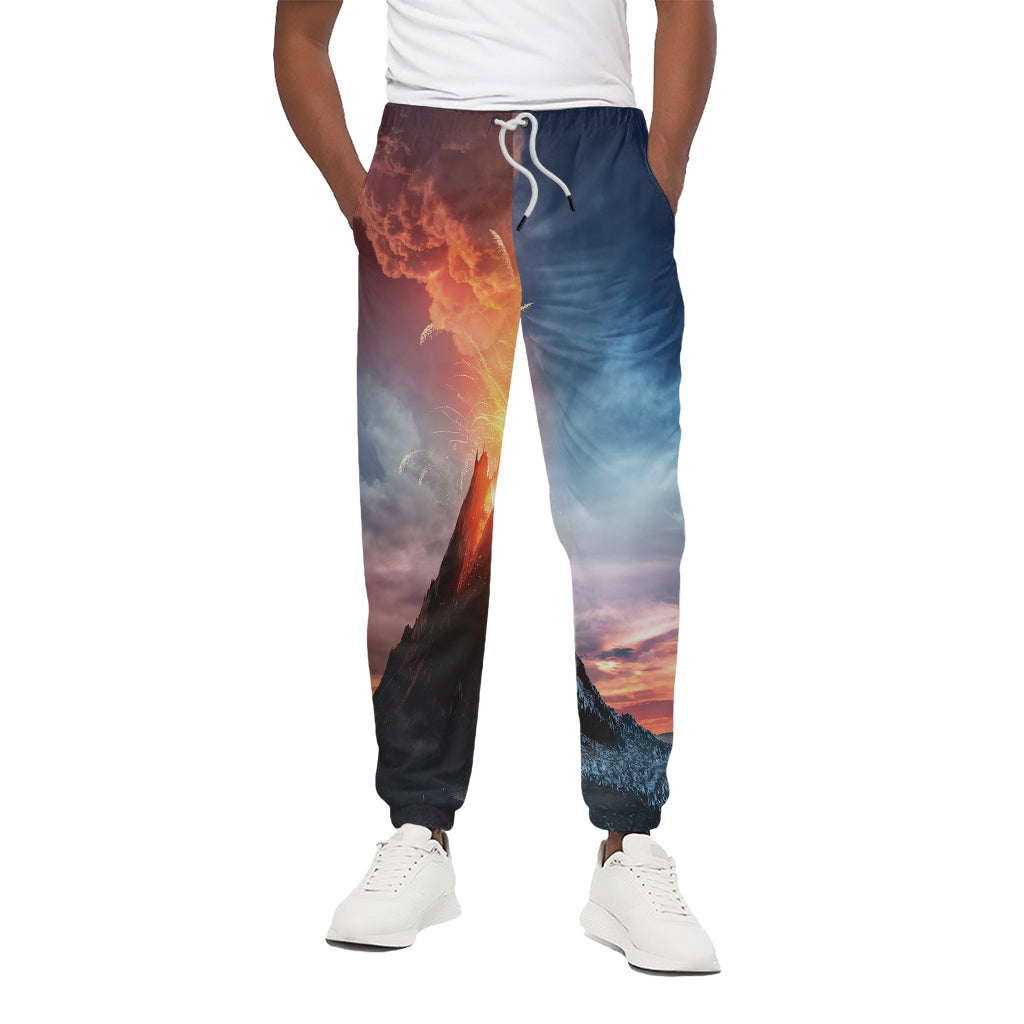 Erupting Volcano Print Cotton Pants