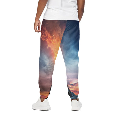 Erupting Volcano Print Cotton Pants