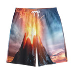 Erupting Volcano Print Cotton Shorts