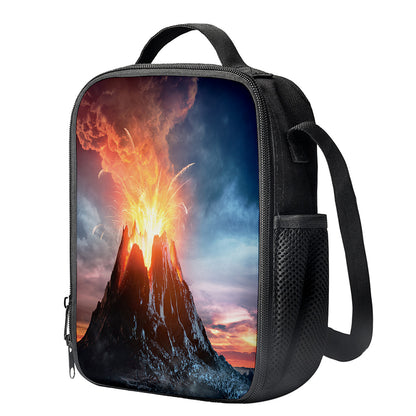 Erupting Volcano Print Crossbody Lunch Bag