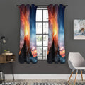Erupting Volcano Print Grommet Curtain Panels
