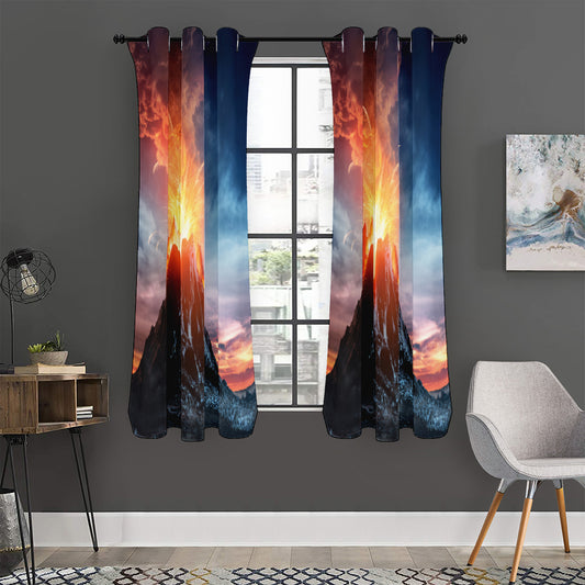 Erupting Volcano Print Curtain