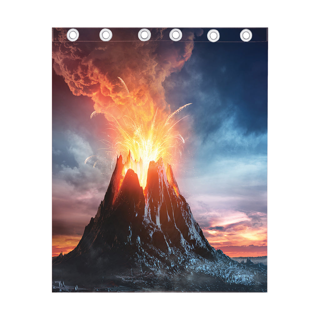 Erupting Volcano Print Curtain