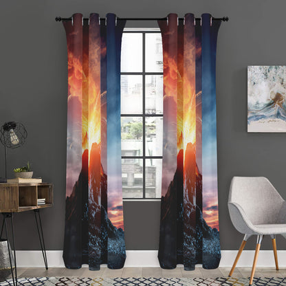 Erupting Volcano Print Curtain
