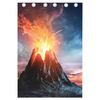 Erupting Volcano Print Curtain