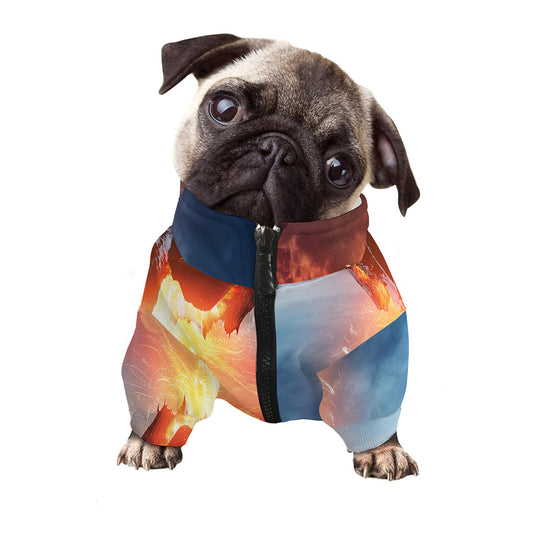 Erupting Volcano Print Dog Zip Up Jacket
