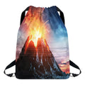 Erupting Volcano Print Drawstring Backpack