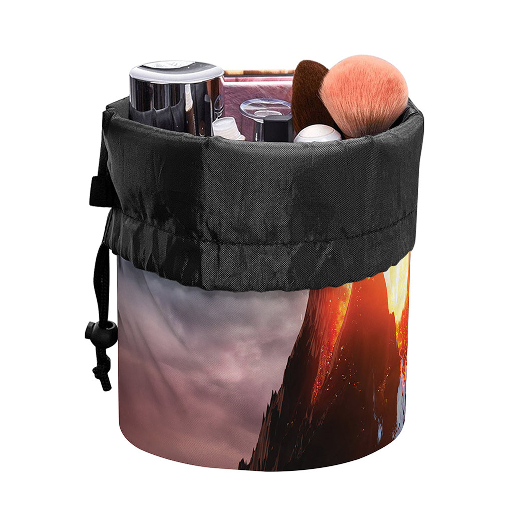 Erupting Volcano Print Drawstring Makeup Bag