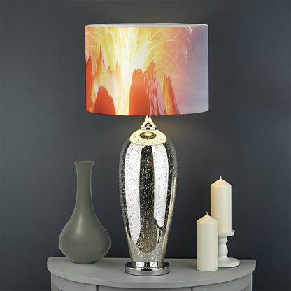 Erupting Volcano Print Drum Lamp Shade