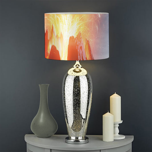 Erupting Volcano Print Drum Lamp Shade