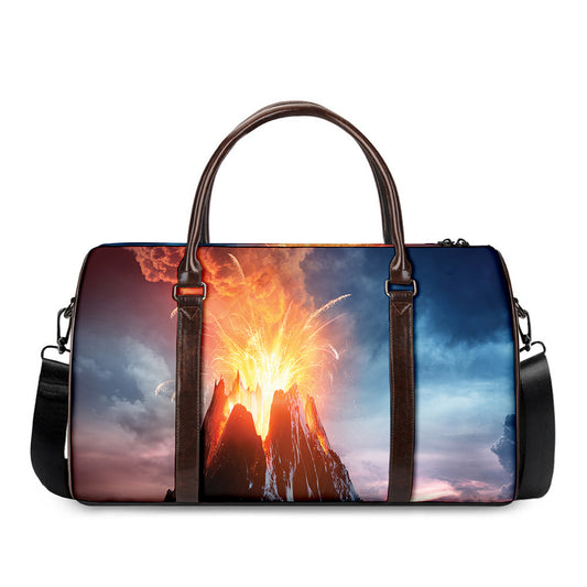 Erupting Volcano Print Duffle Bag