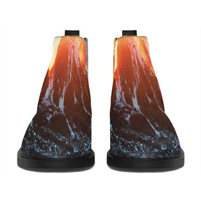 Erupting Volcano Print Flat Ankle Boots
