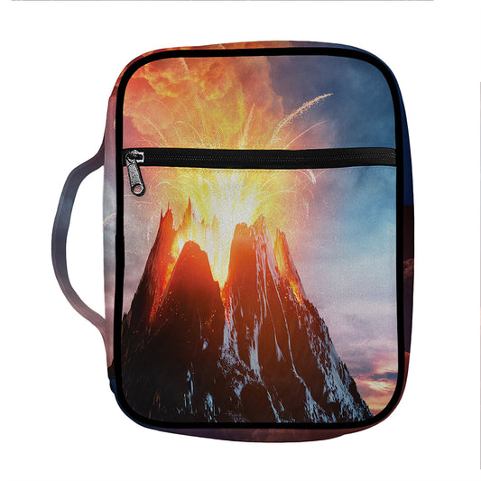 Erupting Volcano Print Front Pocket Bible Bag