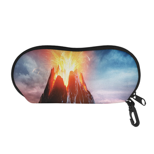 Erupting Volcano Print Glasses Case