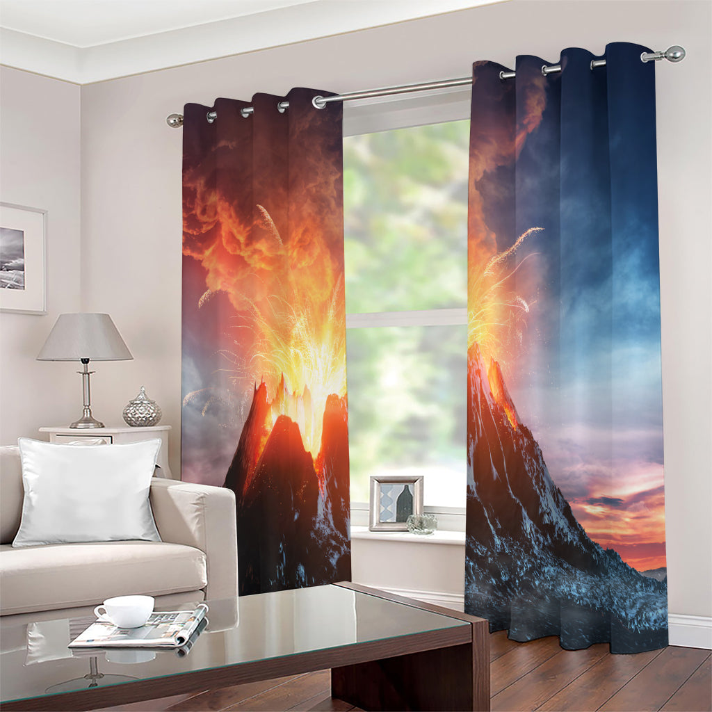 Erupting Volcano Print Grommet Curtains