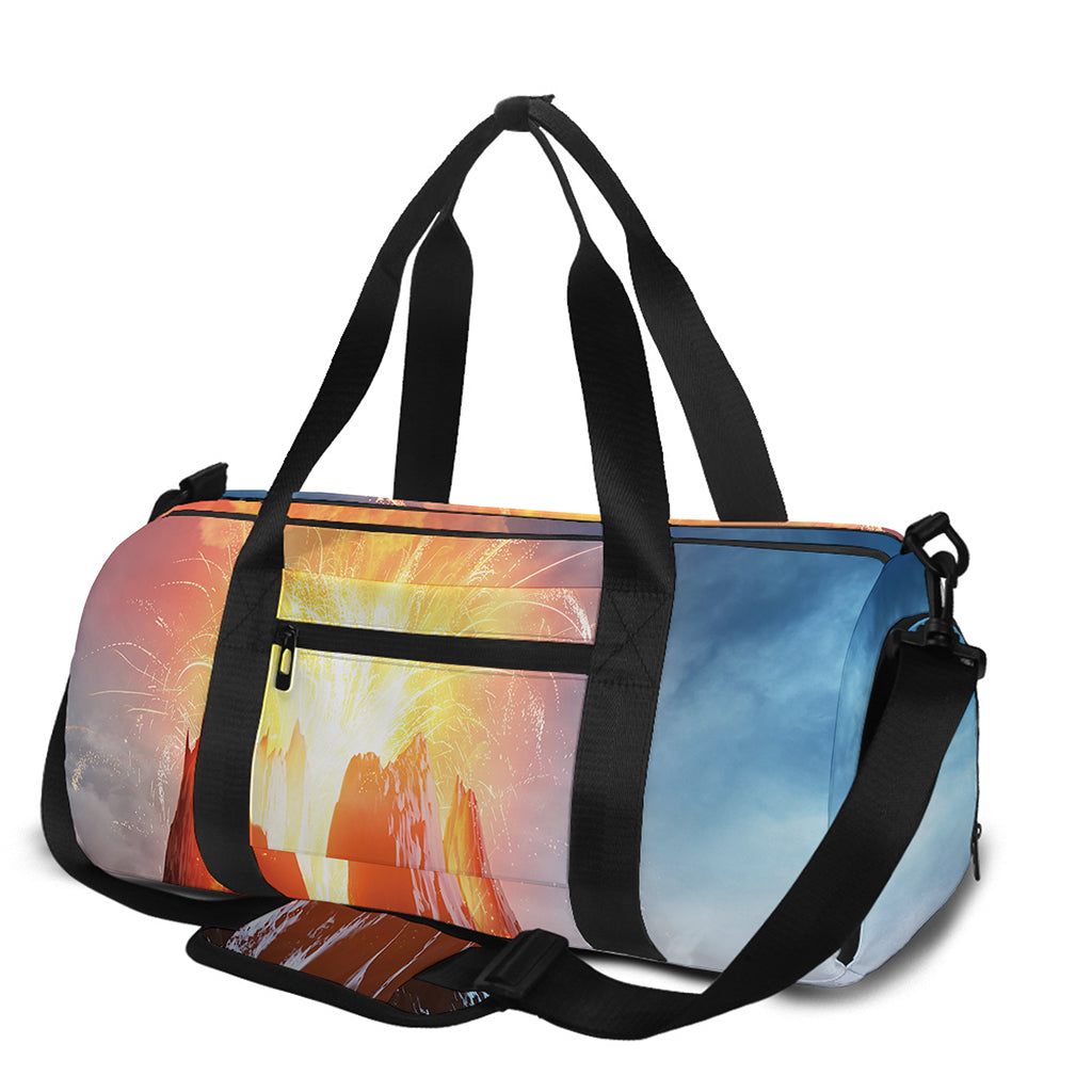 Erupting Volcano Print Gym Bag