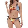 Erupting Volcano Print Halter Scoop Tie Side Bikini