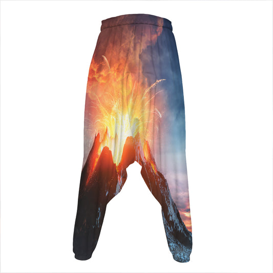 Erupting Volcano Print Hammer Pants