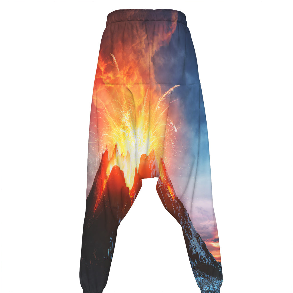 Erupting Volcano Print Hammer Pants