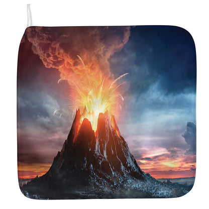 Erupting Volcano Print Hand Towel