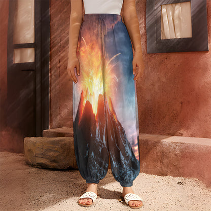 Erupting Volcano Print Harem Pants