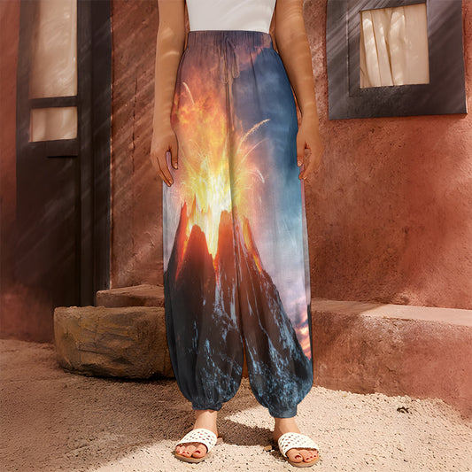Erupting Volcano Print Harem Pants