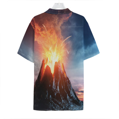 Erupting Volcano Print Hawaiian Shirt
