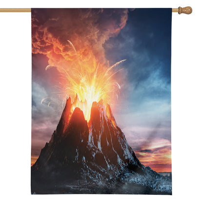 Erupting Volcano Print House Flag