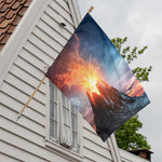 Erupting Volcano Print House Flag