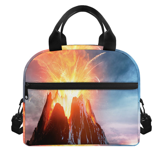 Erupting Volcano Print Insulated Lunch Bag